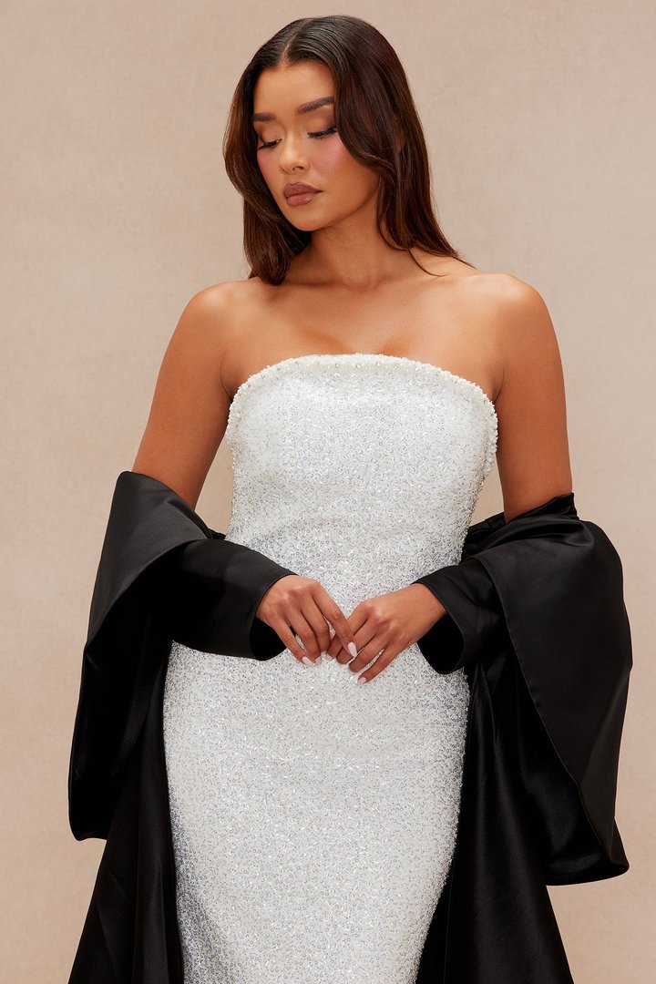 Full Of Glamour Embellished Gown - White
