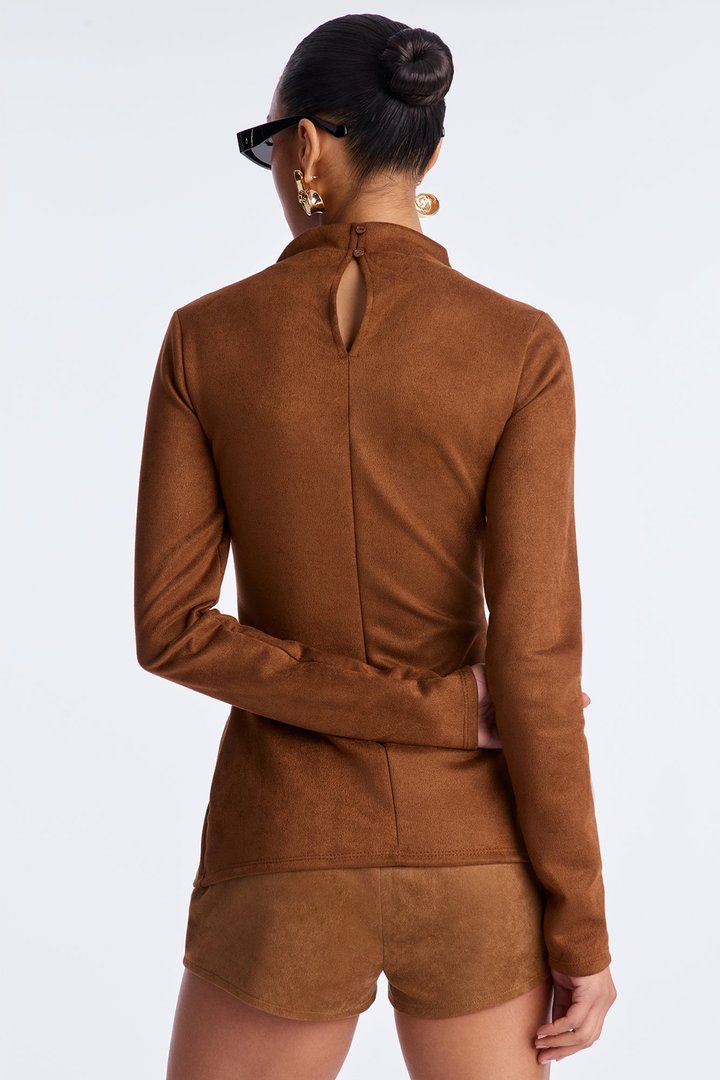 Noah Faux Suede Mock Neck Top - Coco