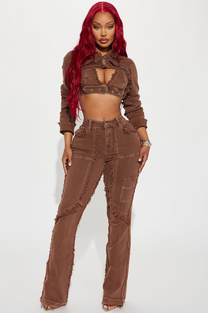 On Replay Frayed Denim Bolero Jacket - Brown