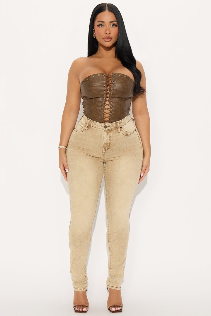 Highly Motivated High Rise Skinny Jeans - Tan