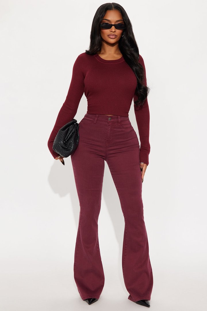 Comfort First Ribbed Sweater - Burgundy