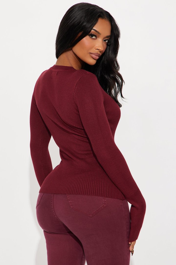 Comfort First Ribbed Sweater - Burgundy
