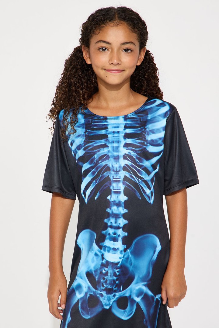 Mini X-Ray Skeleton T-Shirt Dress - Black