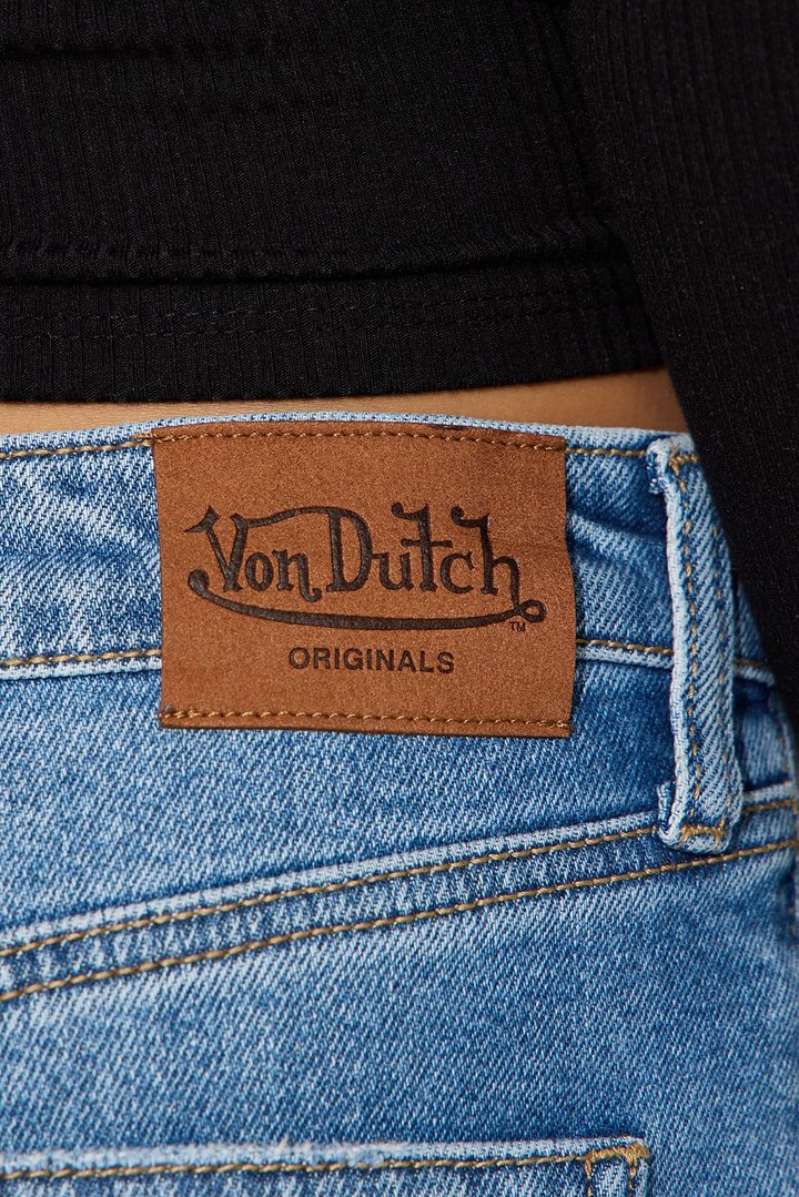 Mini Von Dutch Two Tone Reconstructed Wide Leg Jeans - Medium Wash