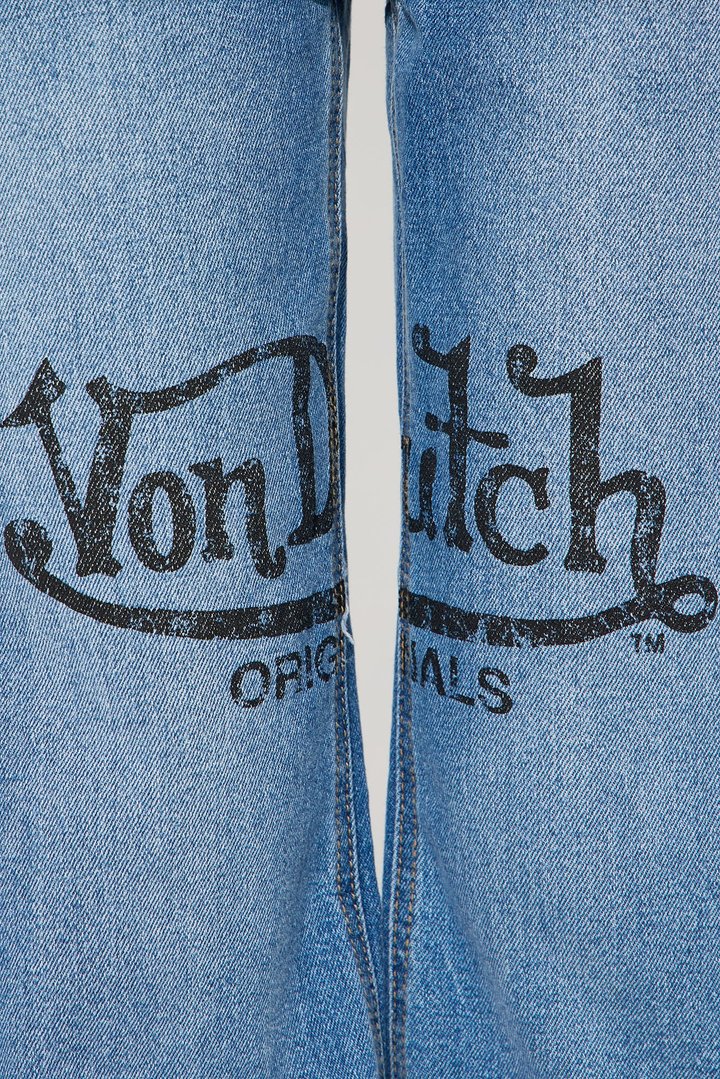 Mini Von Dutch Two Tone Reconstructed Wide Leg Jeans - Medium Wash