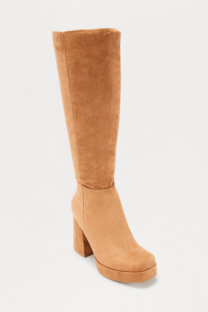 Fauna Faux Suede Boots - Camel