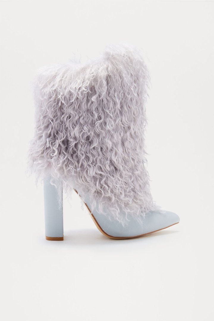 Falls Faux Fur Overlay Booties - Grey