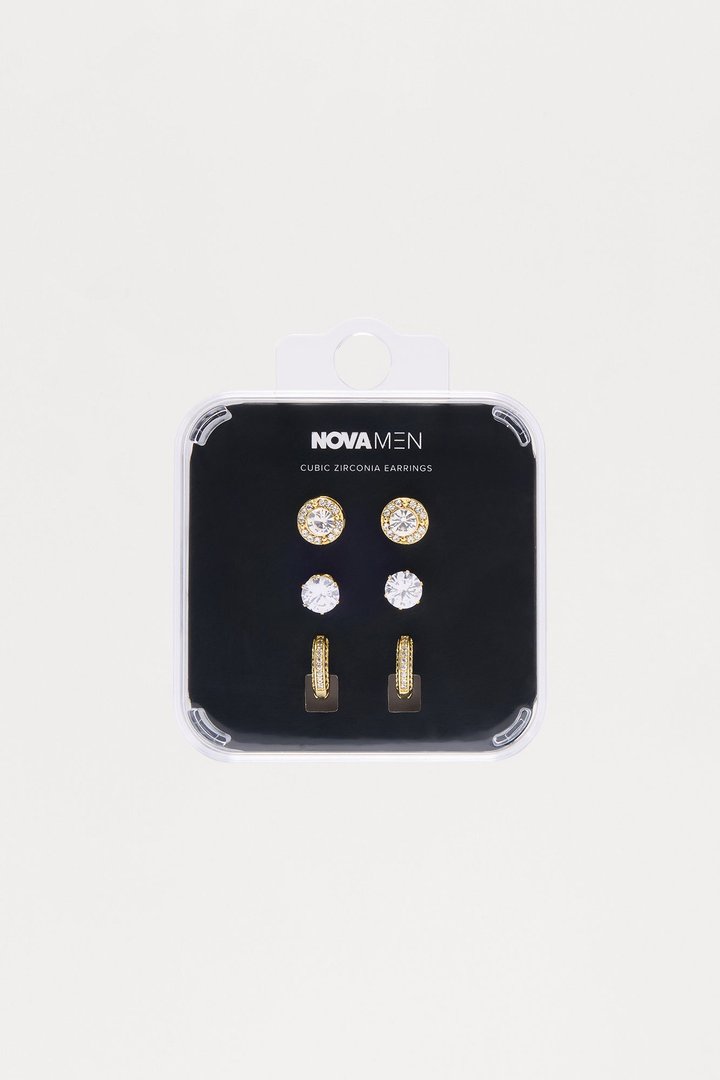 Stacked Up 3 Piece Earring Set - Gold