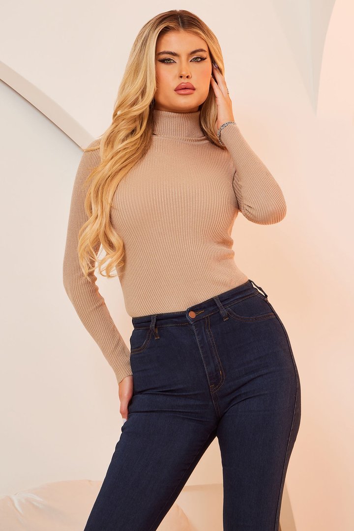 Tara Turtle Neck Sweater - Khaki