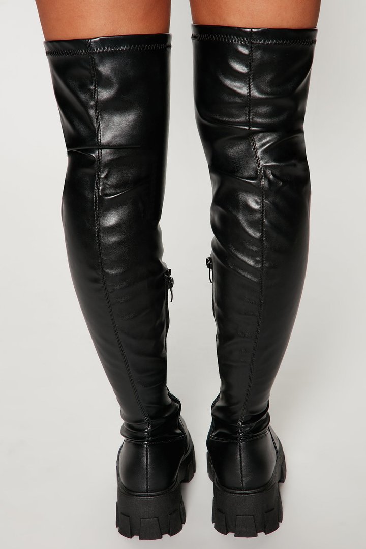 Play It Off Over The Knee Boots - Black