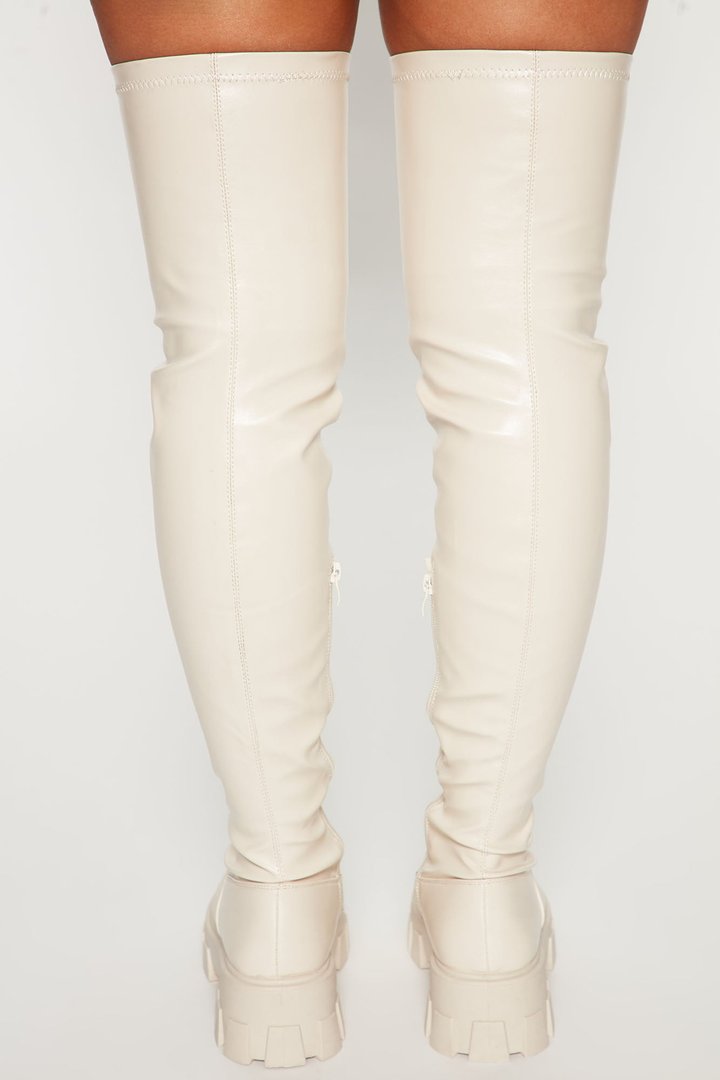 Play It Off Over The Knee Boots - Cream