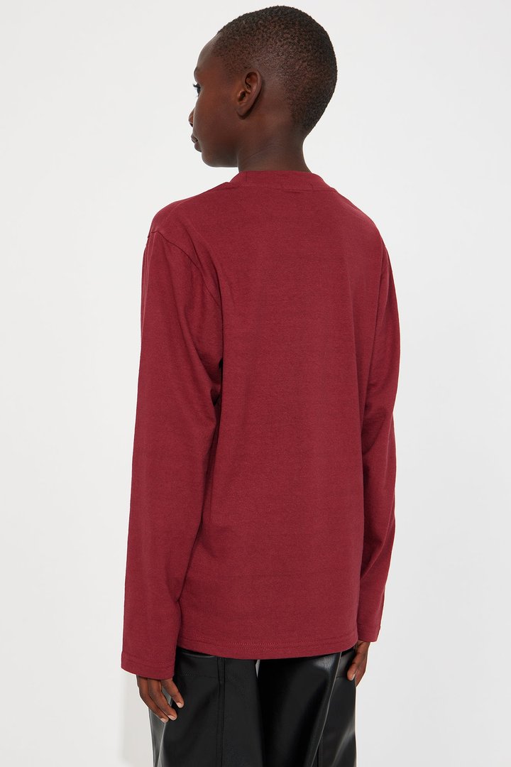 Mini Money And Chains Long Sleeve Tee - Burgundy