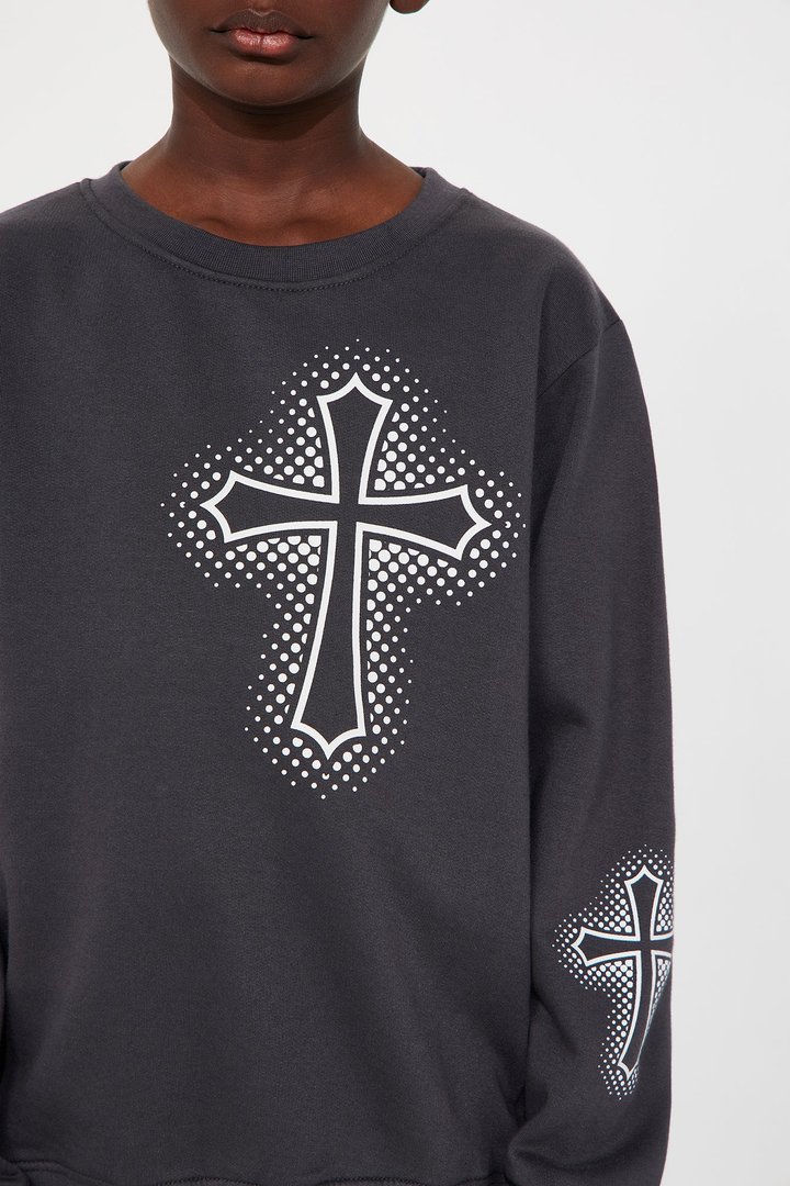 Mini Blessed Up Long Sleeve Sweatshirt - Charcoal