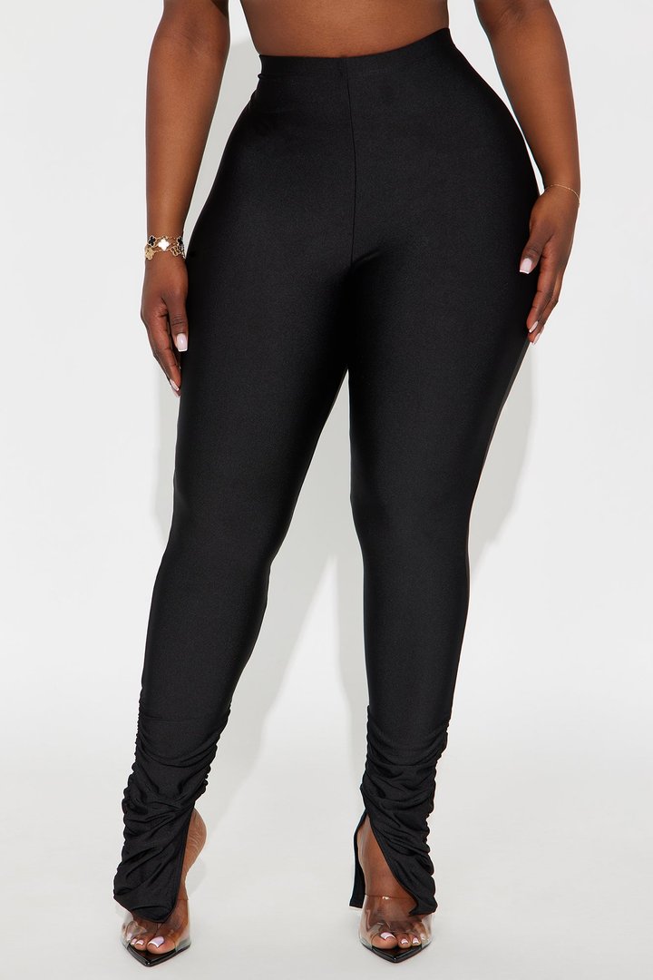 Always Confident High Rise Tricot Ruched Legging - Black