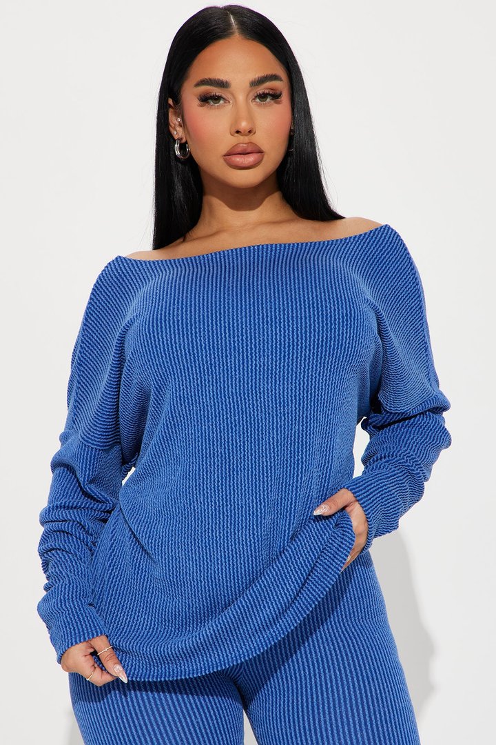 Don't Get Twisted Ribbed Legging Set - Blue