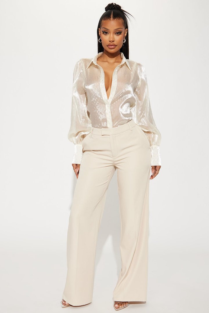 Lights And Cameras Rhinestone Shirt - Cream