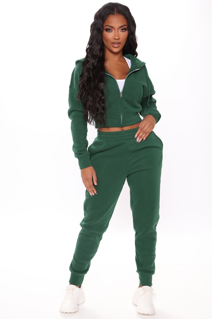 I Got This Zip Up Jacket And Jogger Set - Hunter