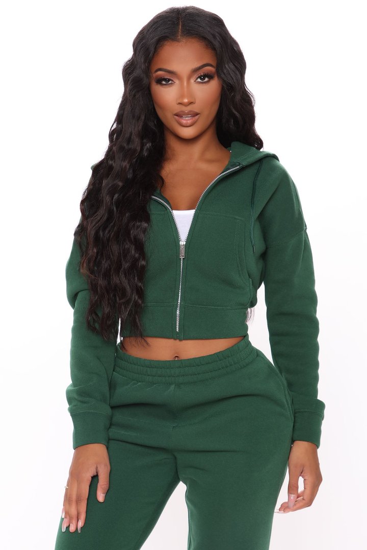 I Got This Zip Up Jacket And Jogger Set - Hunter