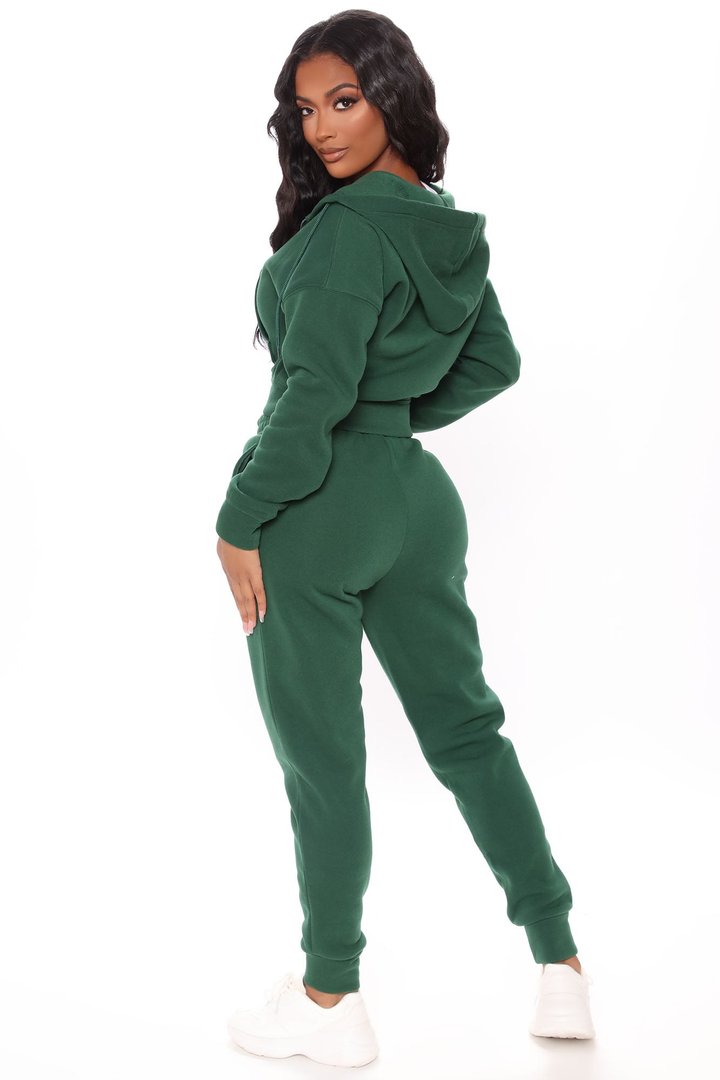 I Got This Zip Up Jacket And Jogger Set - Hunter
