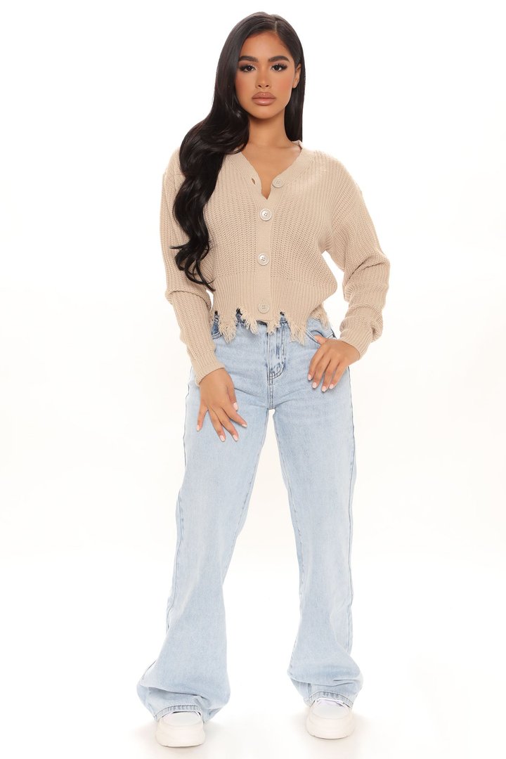 Distressed With You Cardigan - Taupe