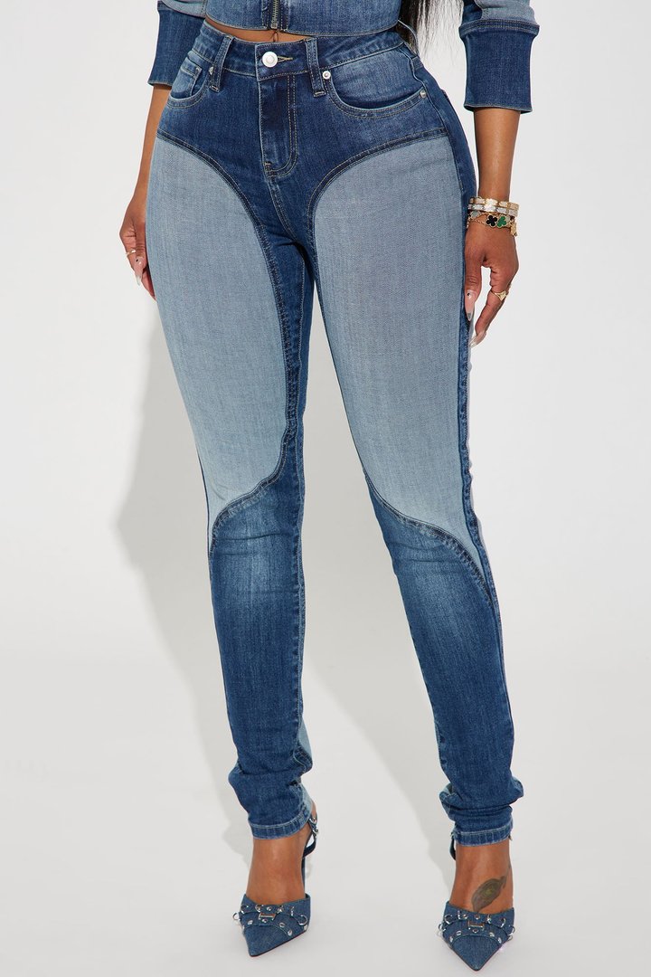 Tall Coronado Two Tone Moto Skinny Jeans - Medium Wash