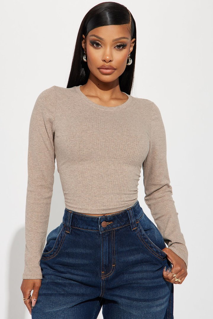 Aria Ribbed Top - Oatmeal