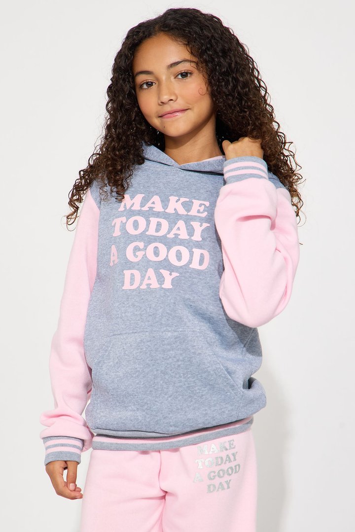 Mini Make Today A Good Day Hoodie And Pant Set - Pink/combo