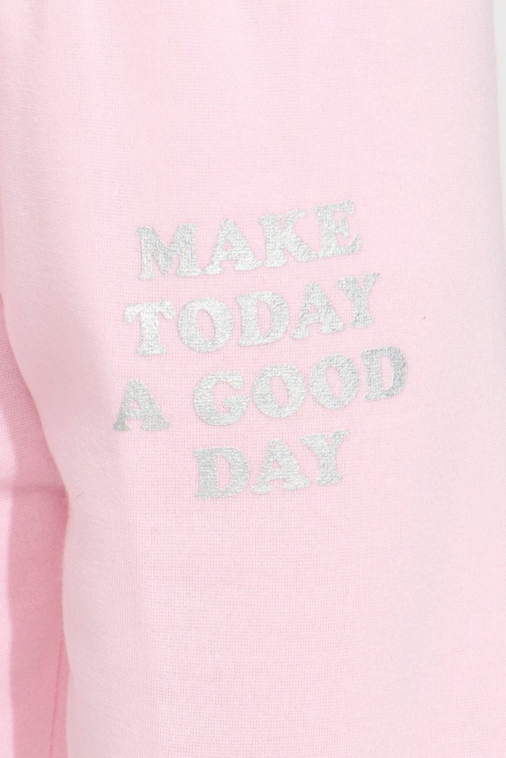 Mini Make Today A Good Day Hoodie And Pant Set - Pink/combo