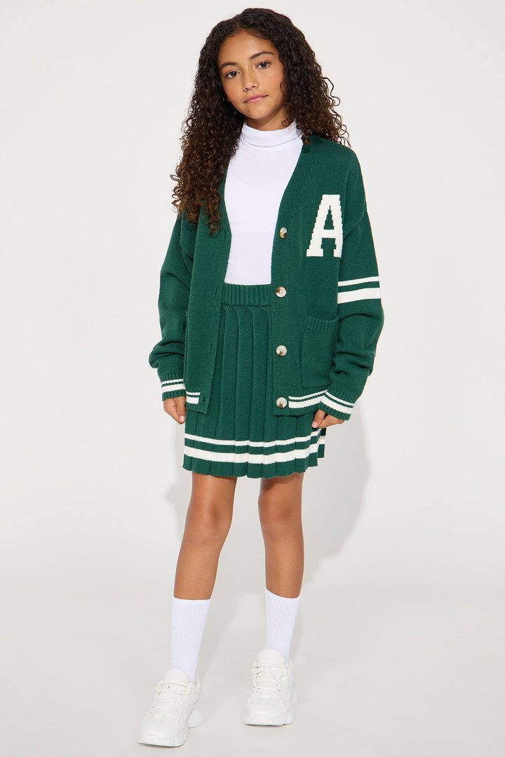 Mini Preppy Era Pleated Sweater Skirt Set - Hunter