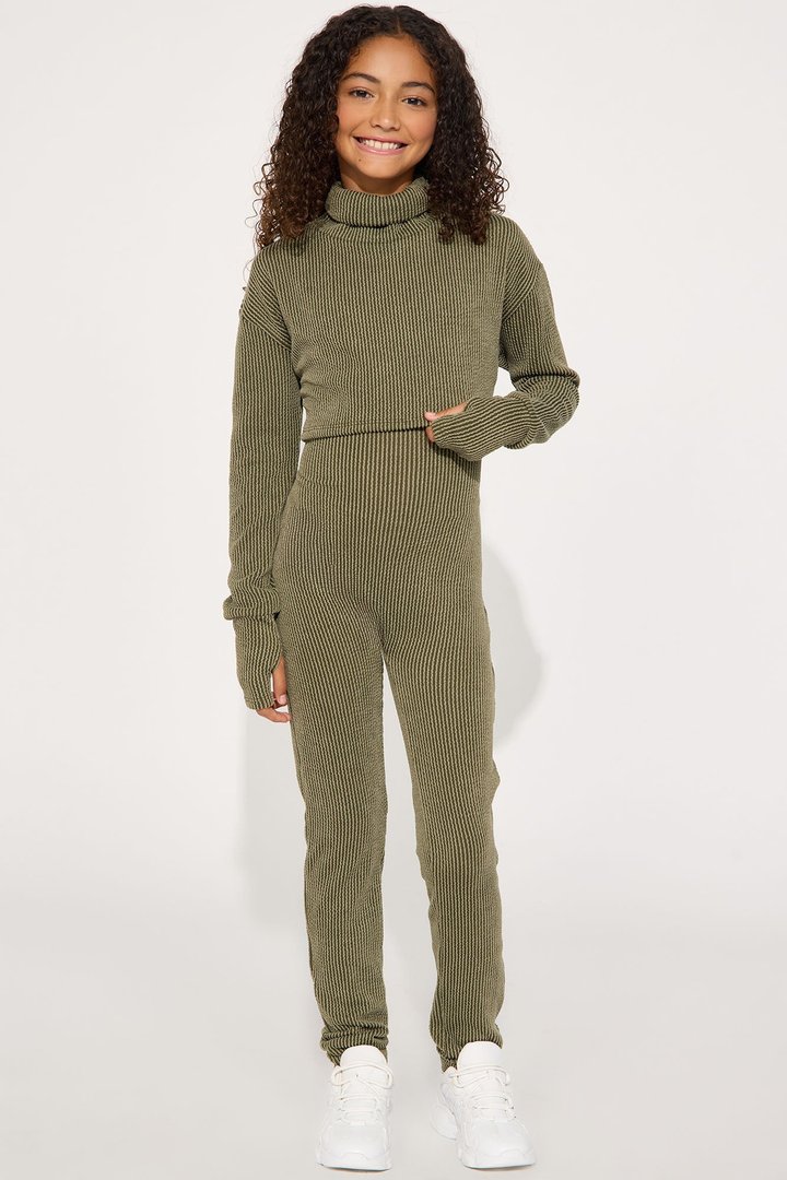 Mini Thinking It Over 2 Piece Jumpsuit Set - Olive