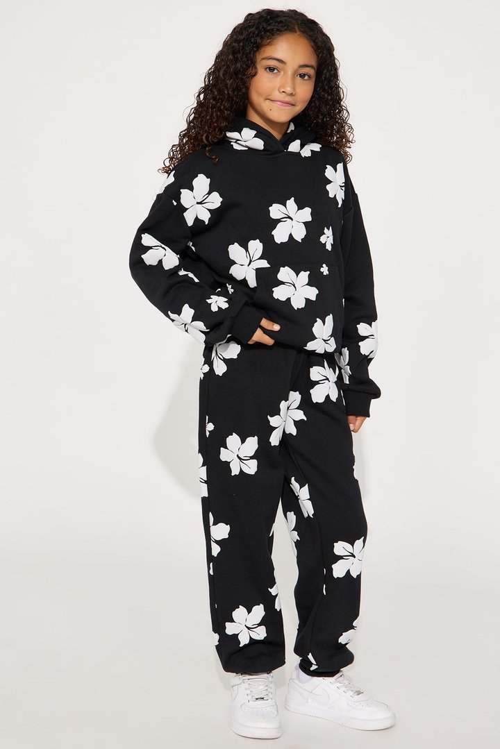 Mini Always In Bloom Fleece Hoodie - Black/White