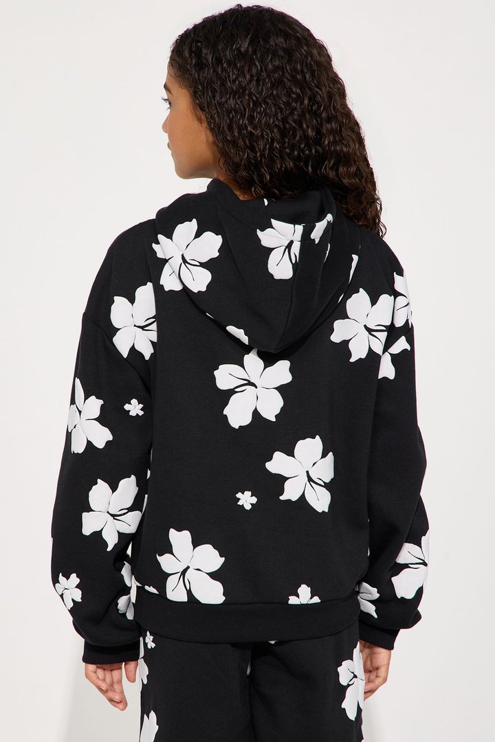 Mini Always In Bloom Fleece Hoodie - Black/White