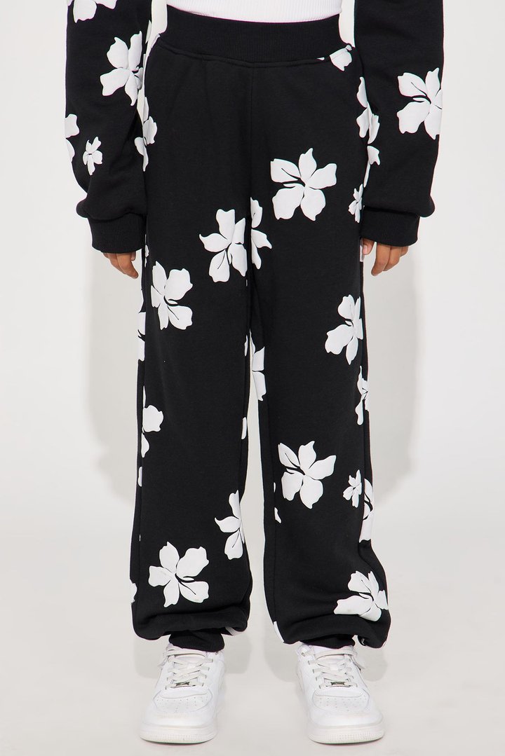 Mini Always In Bloom Fleece Jogger - Black/White