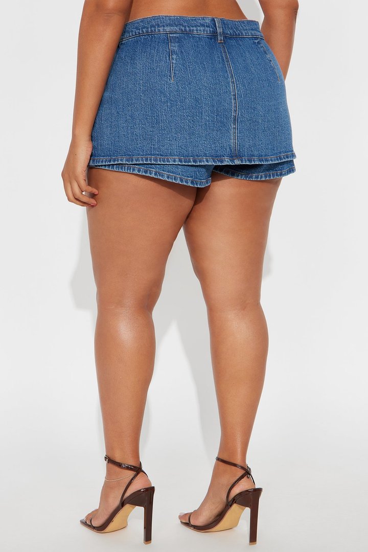 Harley Micro Mini Denim Peekaboo Skort - Medium Wash