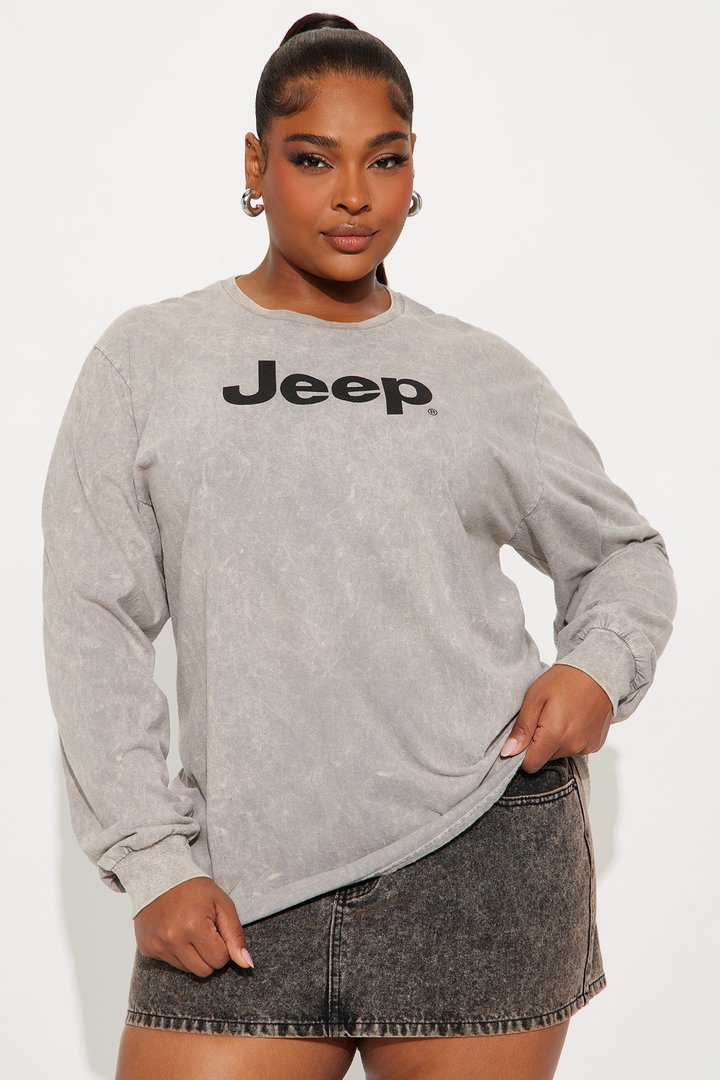 Jeep Long Sleeve Washed Tee - Grey
