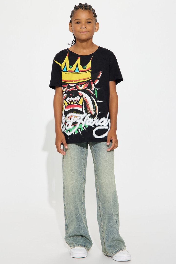 Mini Ed Hardy Bulldog Front/Back Short Sleeve Tee - Black