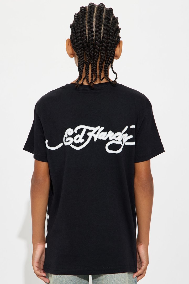 Mini Ed Hardy Bulldog Front/Back Short Sleeve Tee - Black
