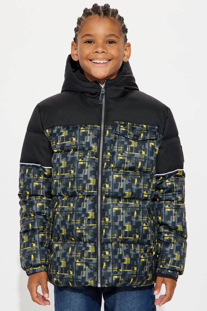 Mini Keeping Warm Printed Puffer Jacket - Black