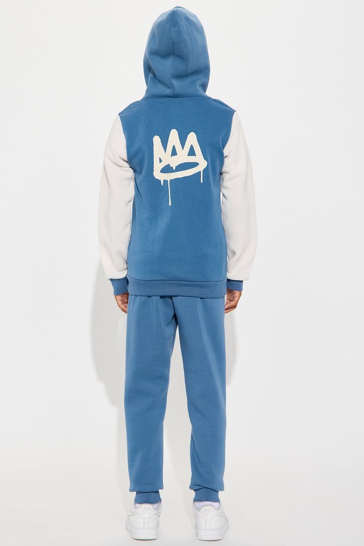 Mini Call Me King Hoodie and Jogger Pant Set - Blue/combo