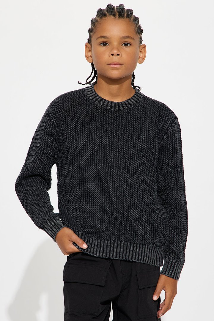 Mini Morning Brew Crewneck Sweater - Black Wash