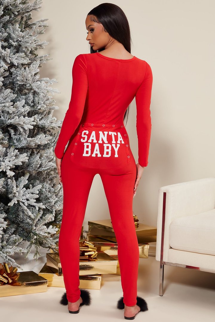Oh Santa Baby PJ Jumpsuit Onesie - Red
