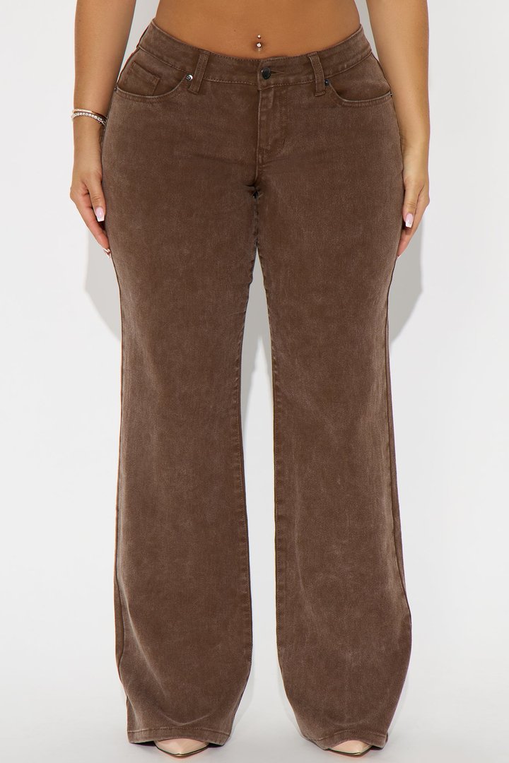 Deanna Washed Straight Leg Pant 33 - Brown