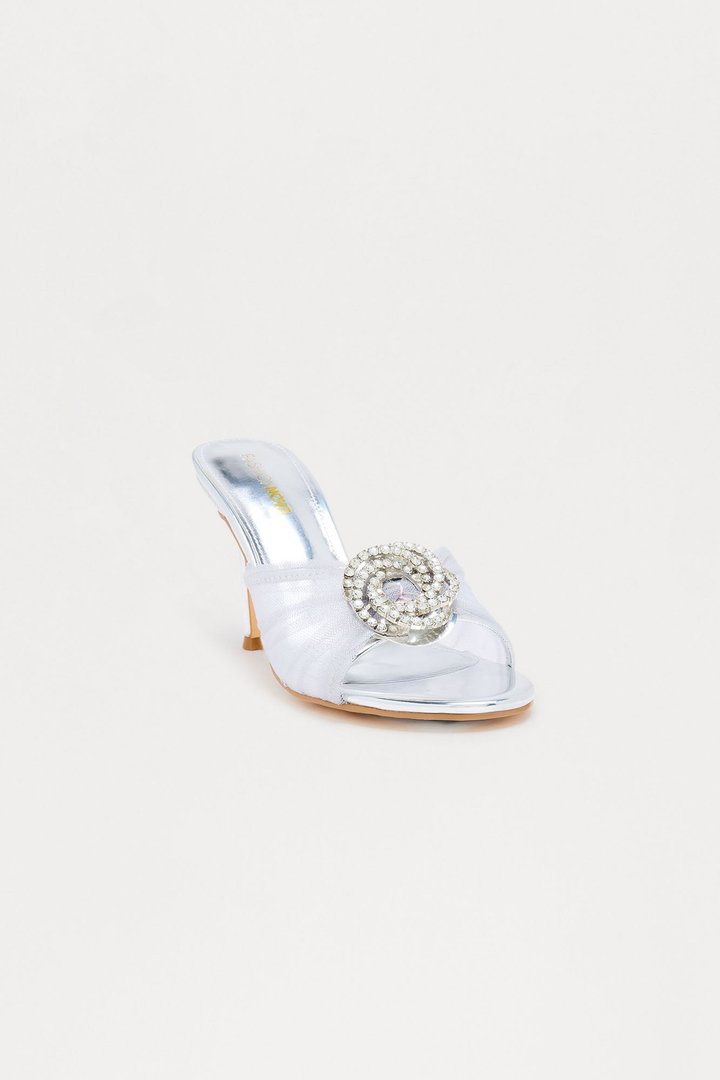 Ivana Rhinestone Stiletto Heels - Silver