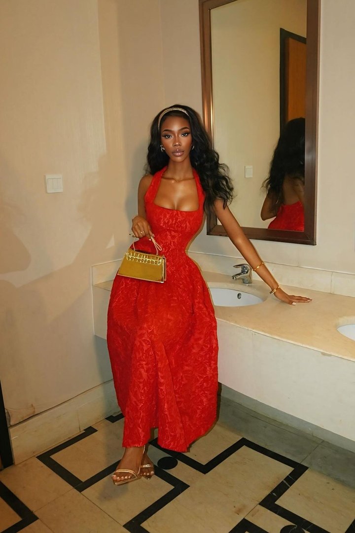 Meredith Jacquard Maxi Dress - Red