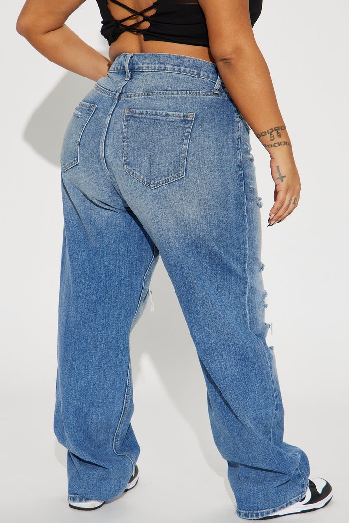 On Trend 90's Baggy Jeans - Medium Blue Wash