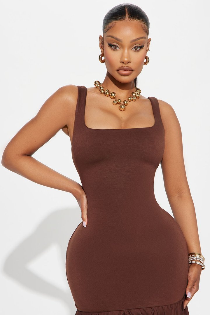Caroline Poplin Maxi Dress - Chocolate