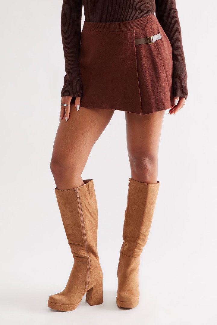 Fauna Faux Suede Boots - Camel