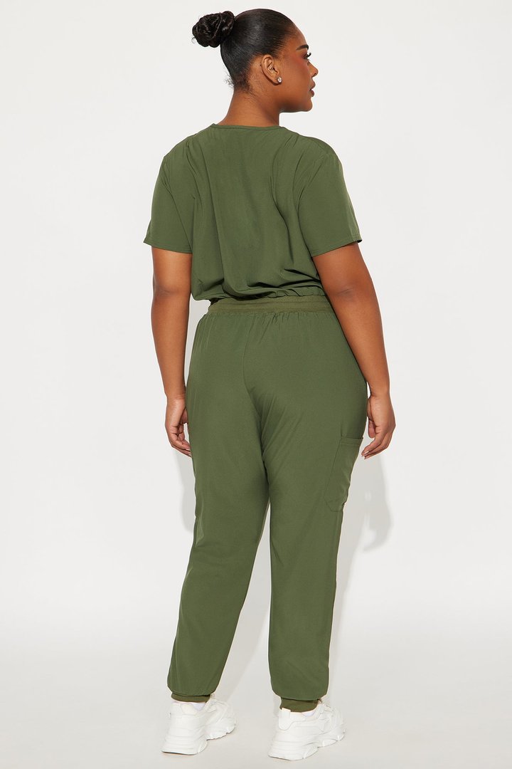 Full Shift Stretch Jogger Scrub Uniform Jumpsuit - Olive