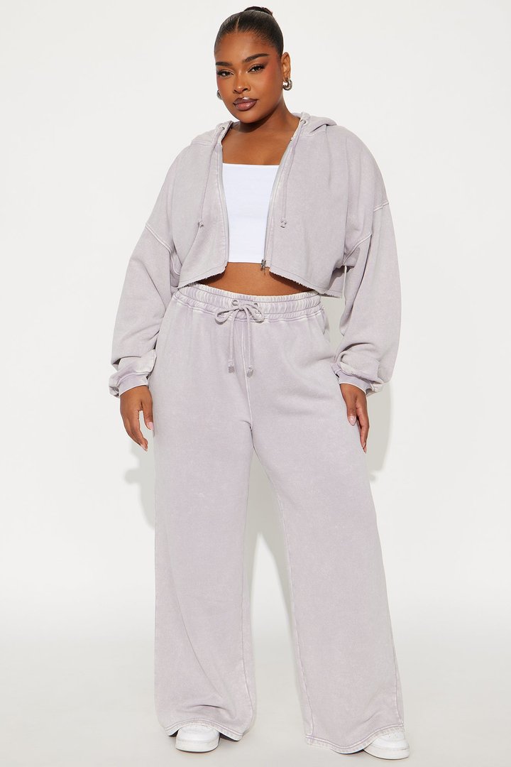 On The Go Fleece Pant Set - Heather/Combo