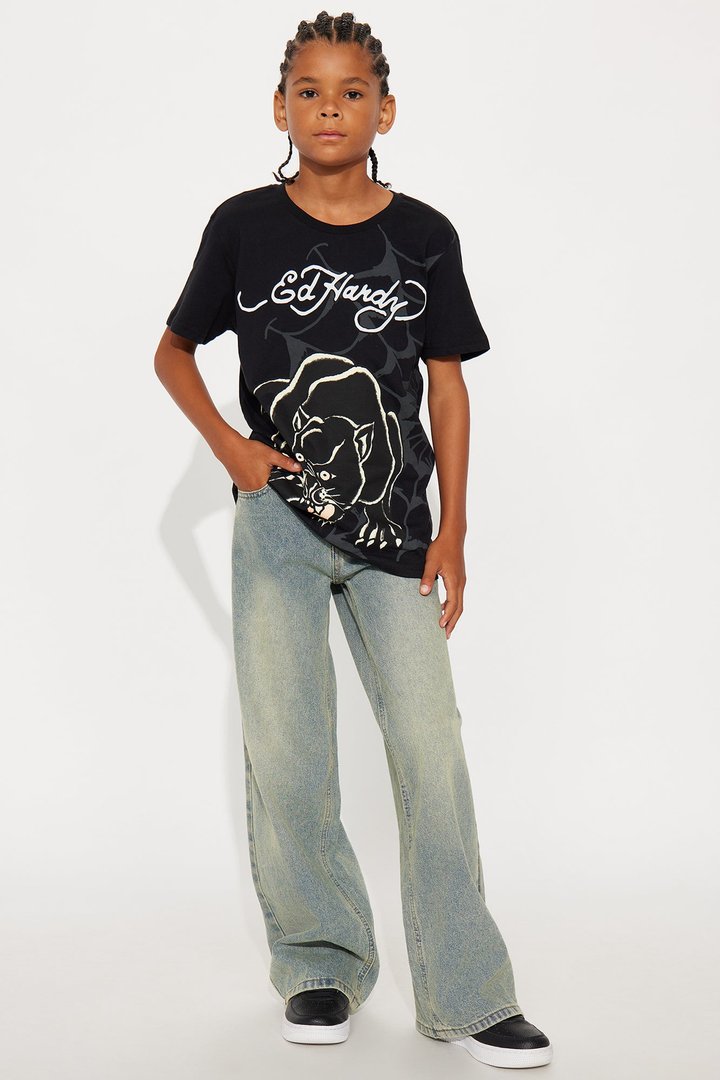 Mini Ed Hardy Panther Front/Back Short Sleeve Tee - Black